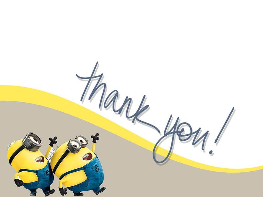 Two Minions Waving on a Clean White and Yellow Thank You Card Design HD wallpaper