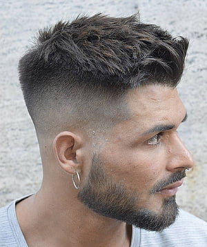 Modern Men's Fade Haircut with Textured Top and Short Beard HD phone wallpaper