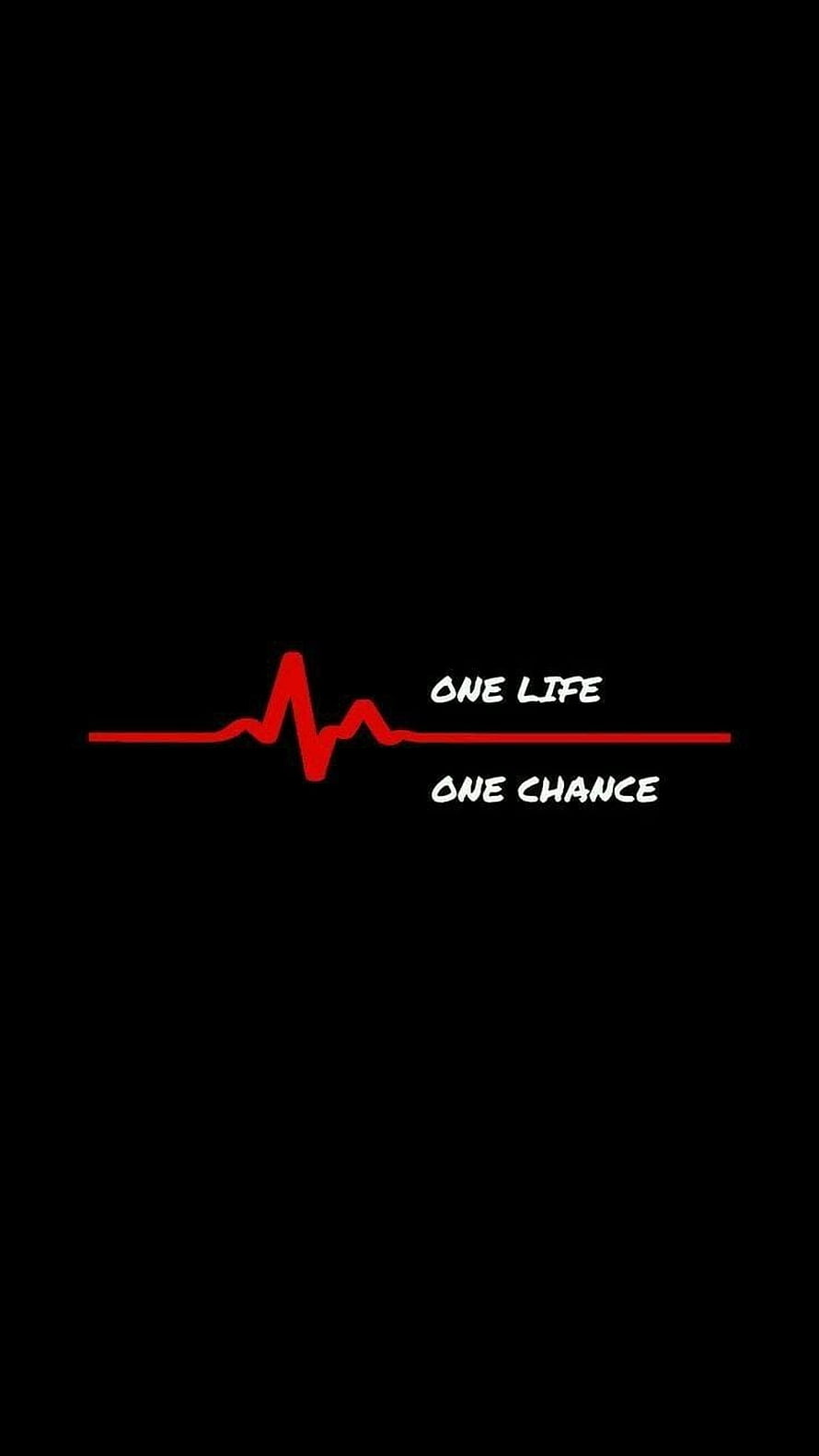 Minimalist Red Heartbeat Line With One Life One Chance Quote On Black Background HD phone wallpaper