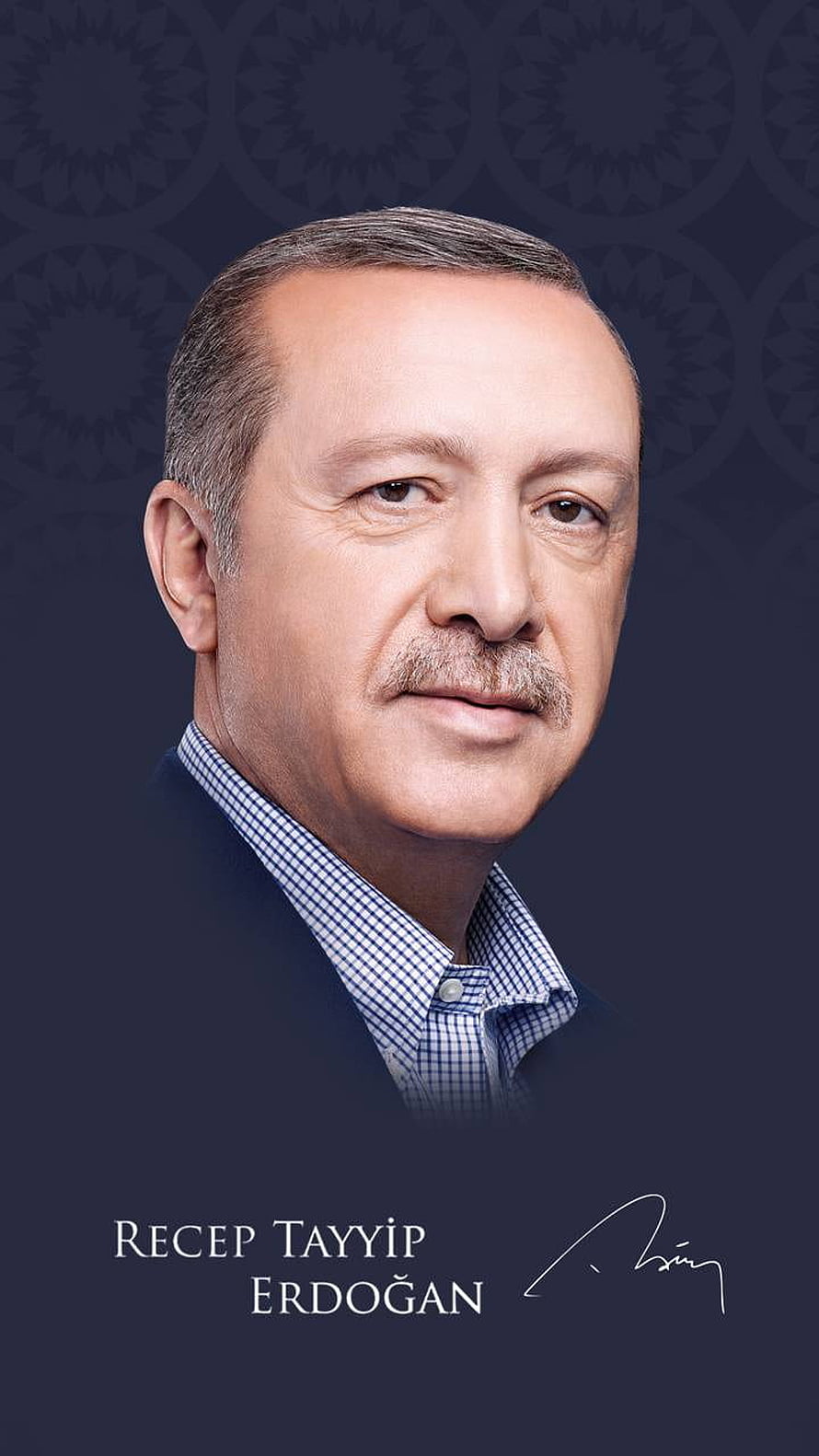 Recep Tayyip Erdoğan Official Portrait in Dark Suit and Checkered Shirt HD phone wallpaper