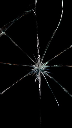 Shattered Glass Texture on Black Background HD phone wallpaper