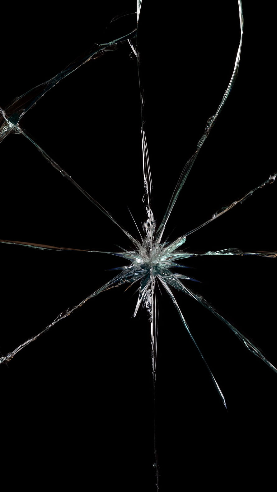 Shattered Glass Texture on Black Background HD phone wallpaper