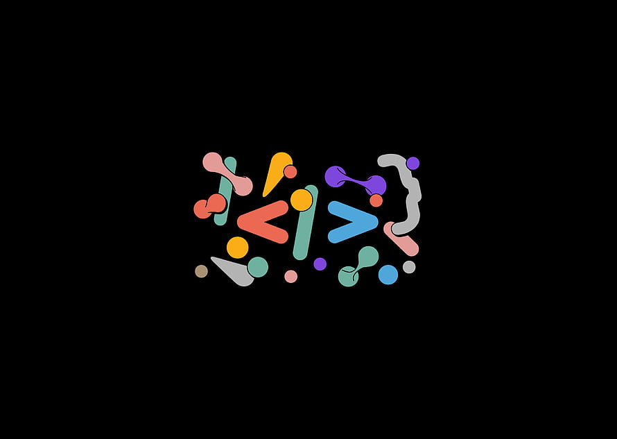 Apple Developer Conference Logo with Colorful Abstract Shapes on Black Background HD wallpaper