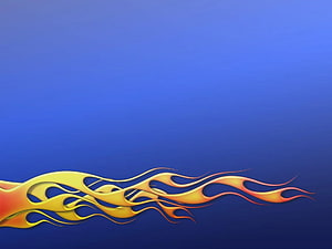 Stylized Golden Flame Design on Deep Blue Gradient Background HD wallpaper