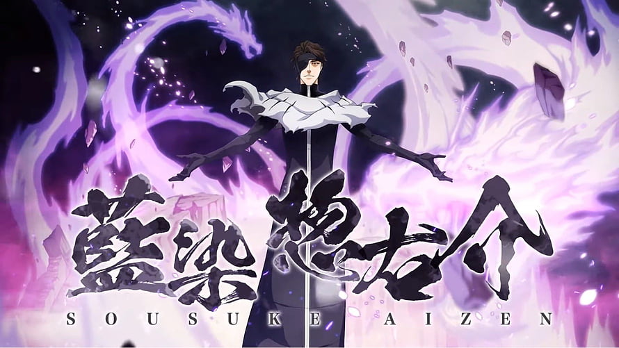 Sosuke Aizen Anime Character Wallpaper With Purple Energy Aura HD wallpaper
