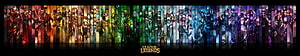 League of Legends Character Lineup in Vertical Stained Glass Style HD wallpaper