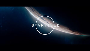 Starfield Video Game Logo With Planet Horizon Background HD wallpaper