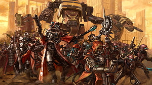 Warhammer 40k Adeptus Mechanicus Legion of Iron Warriors and War Machines HD wallpaper