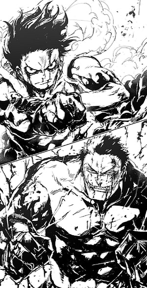 Luffy Gear 5 vs Kaido intense black and white manga battle scene, Luffy vs Katakuri.. One Piece. One piece tattoos, One piece , One piece manga HD phone wallpaper