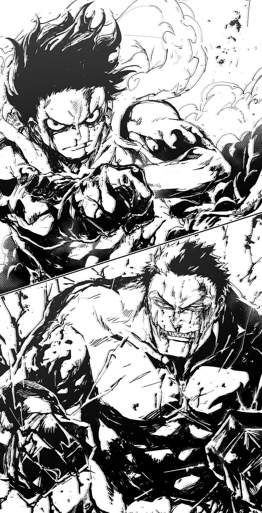 Luffy Gear 5 vs Kaido intense black and white manga battle scene, Luffy vs Katakuri.. One Piece. One piece tattoos, One piece , One piece manga HD phone wallpaper