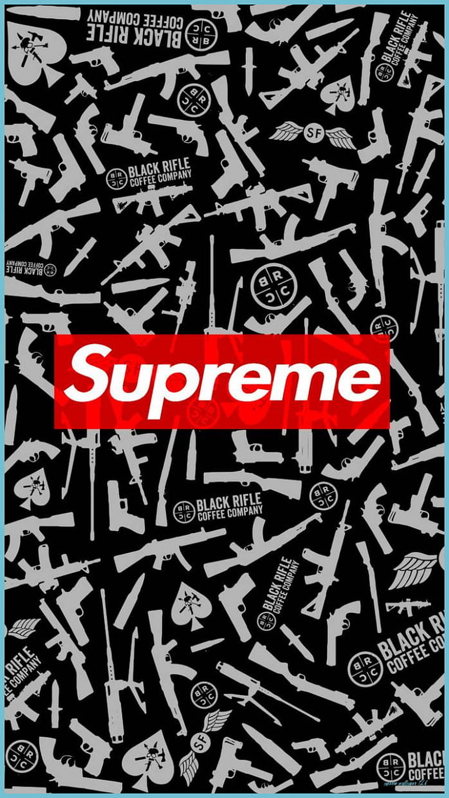 Supreme x Black Rifle Coffee Company Firearms Pattern Graphic Design HD phone wallpaper