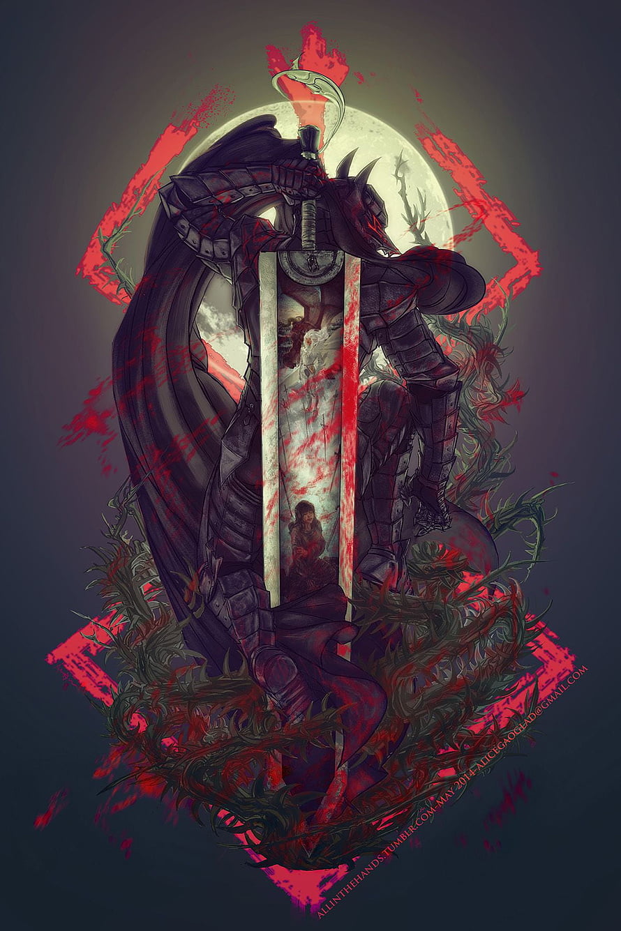 Dark Fantasy Knight With Massive Sword And Blood Splatter Art HD phone wallpaper