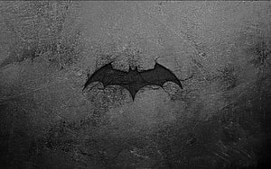 Grunge Batman Logo on Cracked Concrete Wall, Dark Monochrome Texture, Batman Logo, Batman Logo PC HD wallpaper