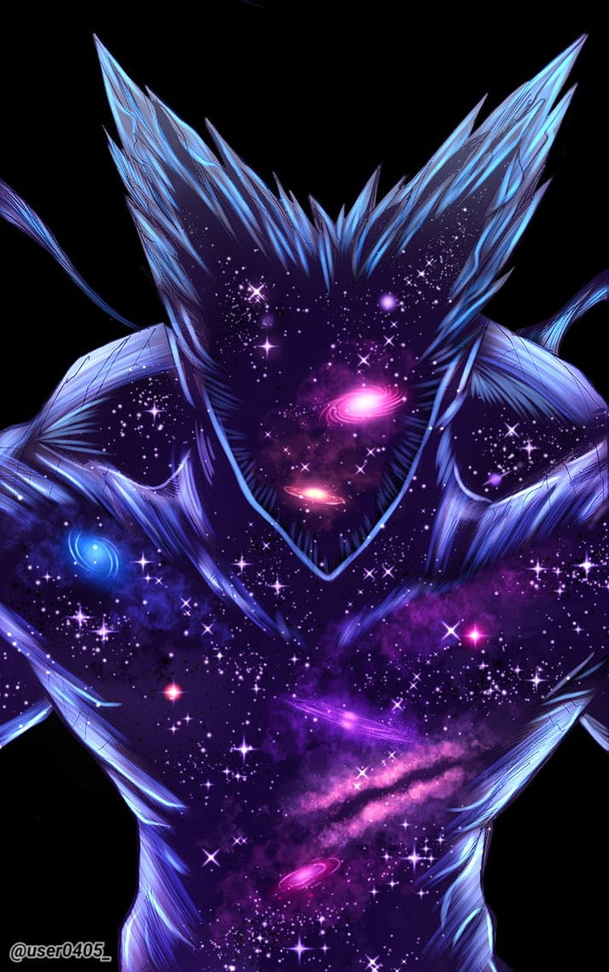 Cosmic Garou Galaxy Body Art with Nebula and Starfield Design HD phone wallpaper