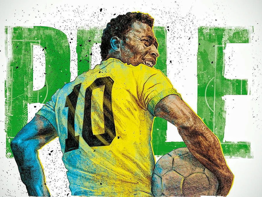 Pele in Brazil National Team Yellow Jersey Number 10 with Soccer Ball HD wallpaper