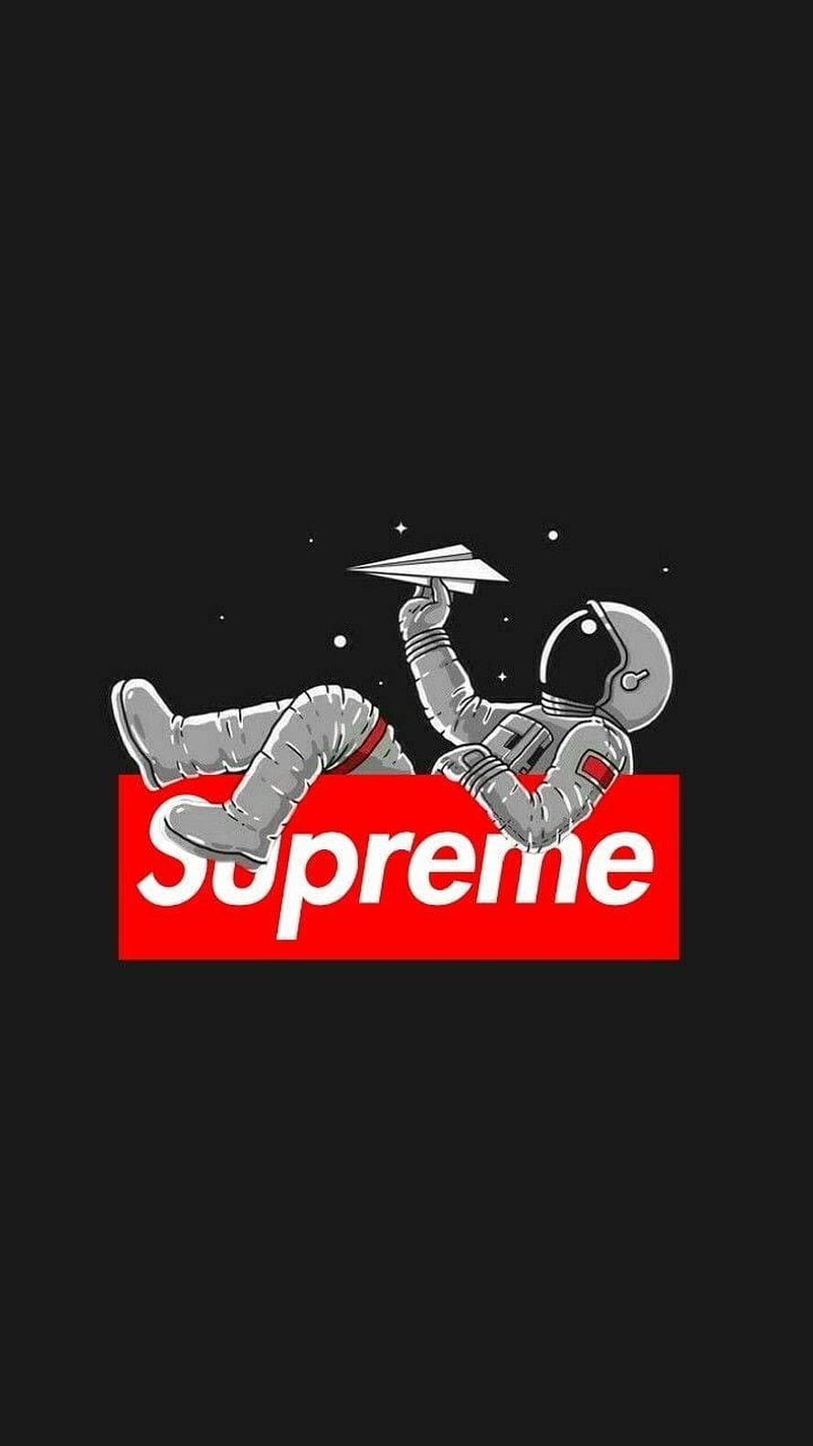 Supreme Astronaut Throwing Paper Plane on Black Background HD phone wallpaper