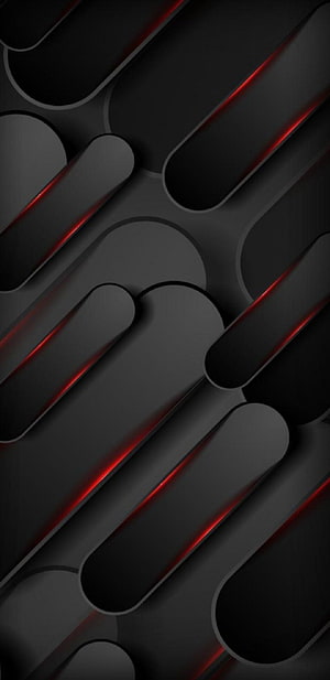 Abstract Dark Geometric Wallpaper With Glowing Red Diagonal Lines And 3D Rounded Shapes HD phone wallpaper