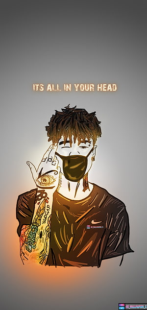 Illustrated Portrait of Young Man with Tattoos and Face Mask, Cool boy, love, badboy, attitude HD phone wallpaper