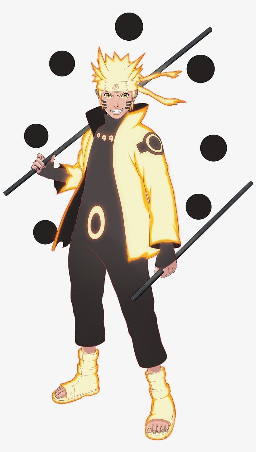 Naruto Uzumaki in Six Paths Sage Mode with Staff and Black Dots HD phone wallpaper