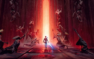 Star Wars Jedi Fallen Order Concept Art of a Knight in a Red Temple HD wallpaper
