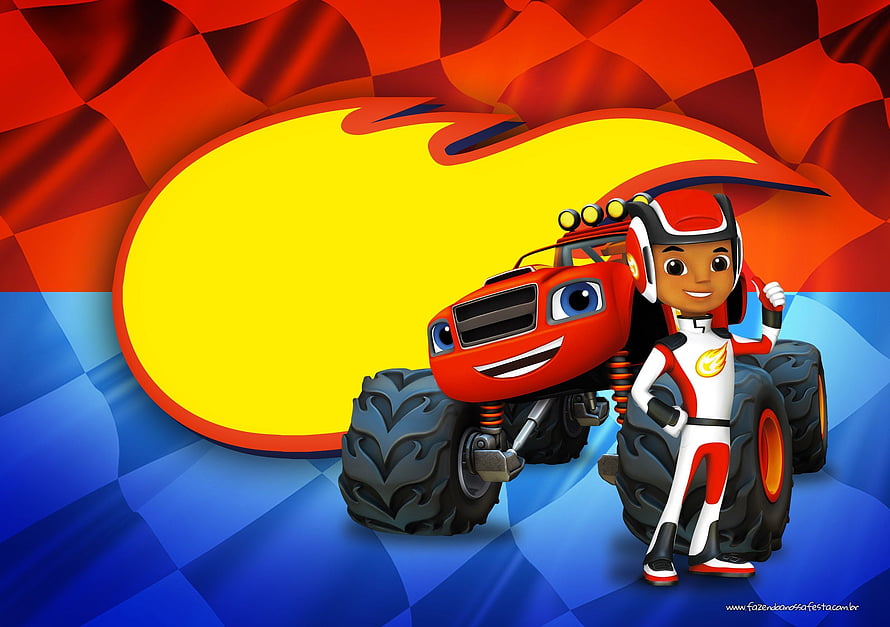 Blaze and the Monster Machines Animated Character and Red Monster Truck Wallpaper HD wallpaper