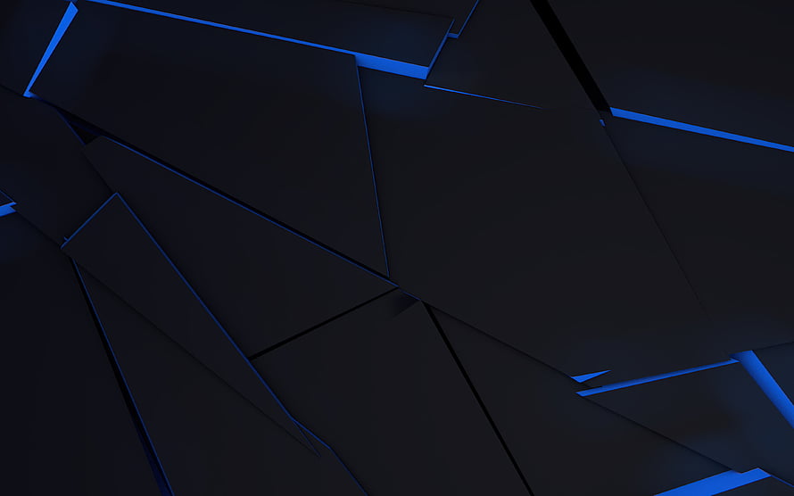 Abstract Dark Blue Geometric Shapes With Glowing Neon Edges HD wallpaper