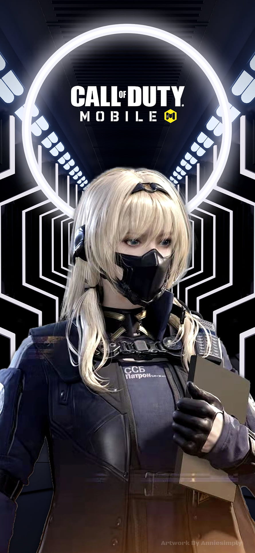 Call of Duty Mobile female character with blonde hair and tactical gear in futuristic neon setting HD phone wallpaper