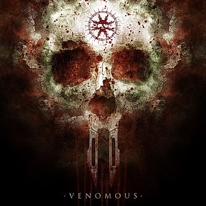 Venomous Skull Artwork with Blood Splatter and Dagger Teeth HD phone wallpaper