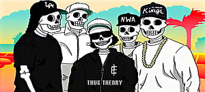 N.W.A Skeleton Hip Hop Crew Illustration with Thug Theory and Kings Caps HD wallpaper