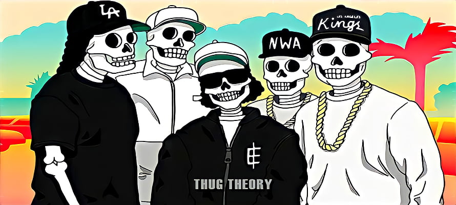 N.W.A Skeleton Hip Hop Crew Illustration with Thug Theory and Kings Caps HD wallpaper