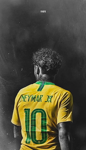 Neymar Jr Brazil National Team Yellow Jersey Number 10 Back View Wallpaper HD phone wallpaper