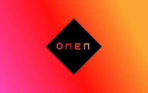 HP Omen Gaming Logo on Vibrant Red and Orange Gradient Background HD wallpaper