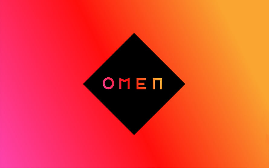 HP Omen Gaming Logo on Vibrant Red and Orange Gradient Background HD wallpaper