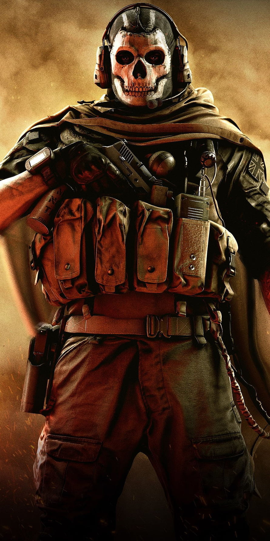 Ghost from Call of Duty Modern Warfare wearing skull mask and tactical gear HD phone wallpaper