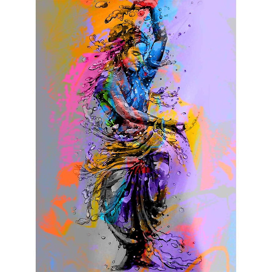 Vibrant Watercolor Illustration of a Bharatanatyam Dancer in Dynamic Pose HD phone wallpaper