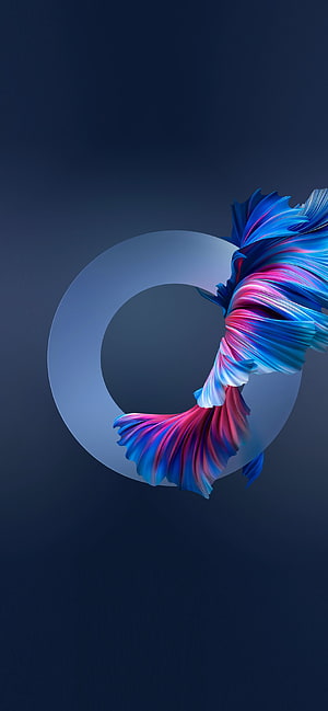 OnePlus 12R Official Wallpaper Featuring Abstract Blue and Pink Ribbon Design HD phone wallpaper