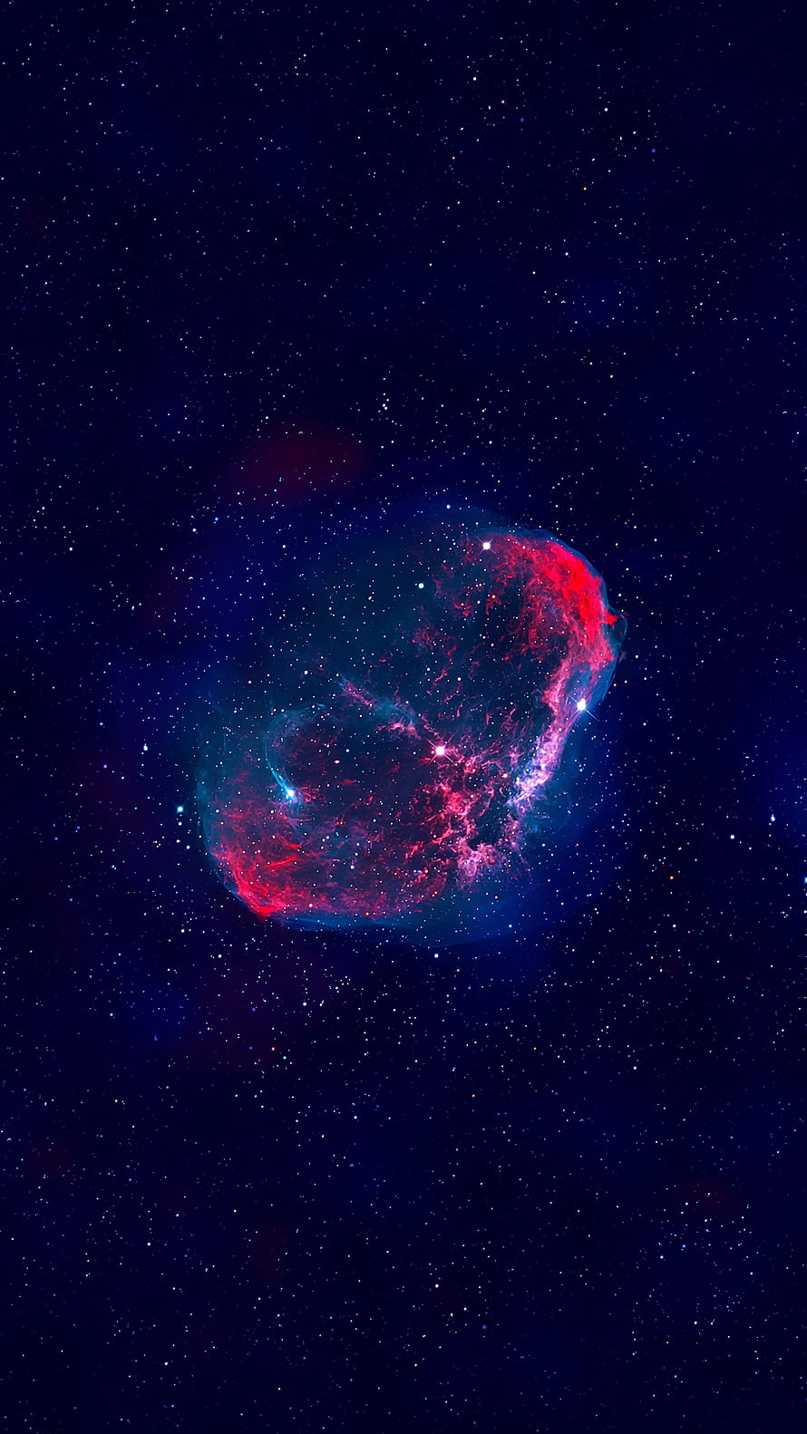 Vibrant Red and Blue Nebula Clouds in Deep Space Star Field HD phone wallpaper