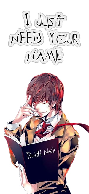 Light Yagami Holding Death Note with I Just Need Your Name Quote HD phone wallpaper