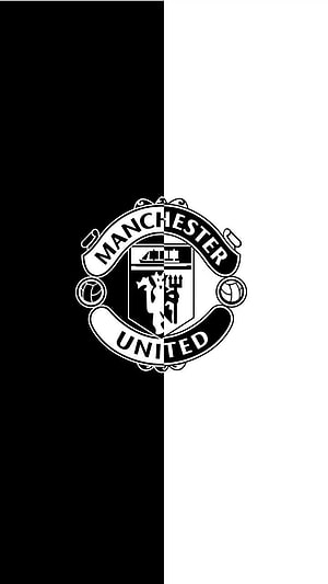 Manchester United Black and White Minimalist Club Crest Emblem HD phone wallpaper