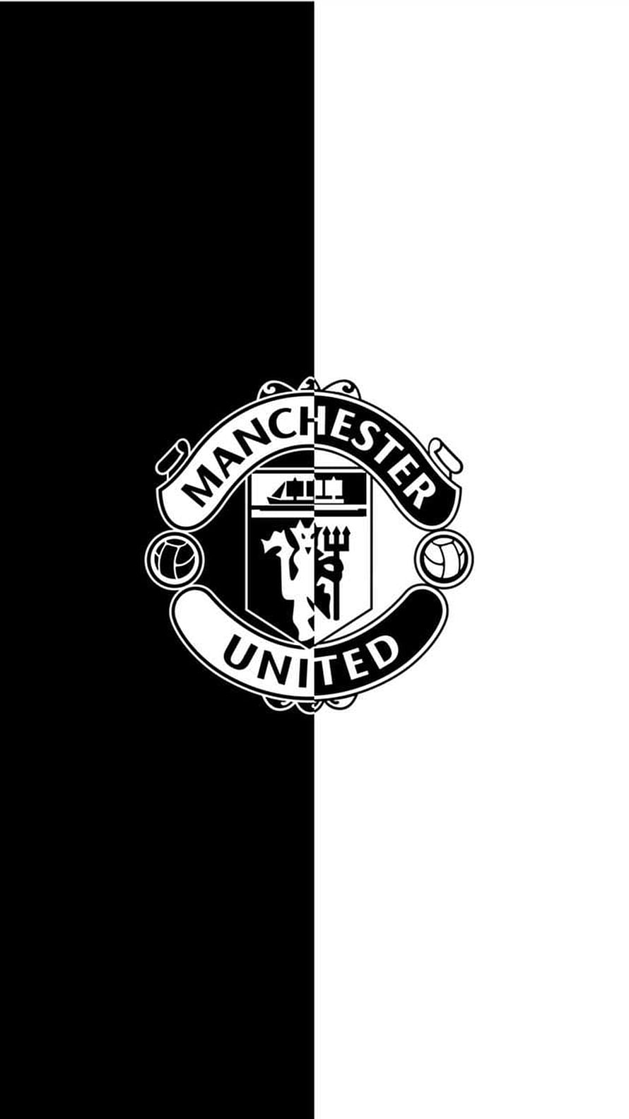 Manchester United Black and White Minimalist Club Crest Emblem HD phone wallpaper