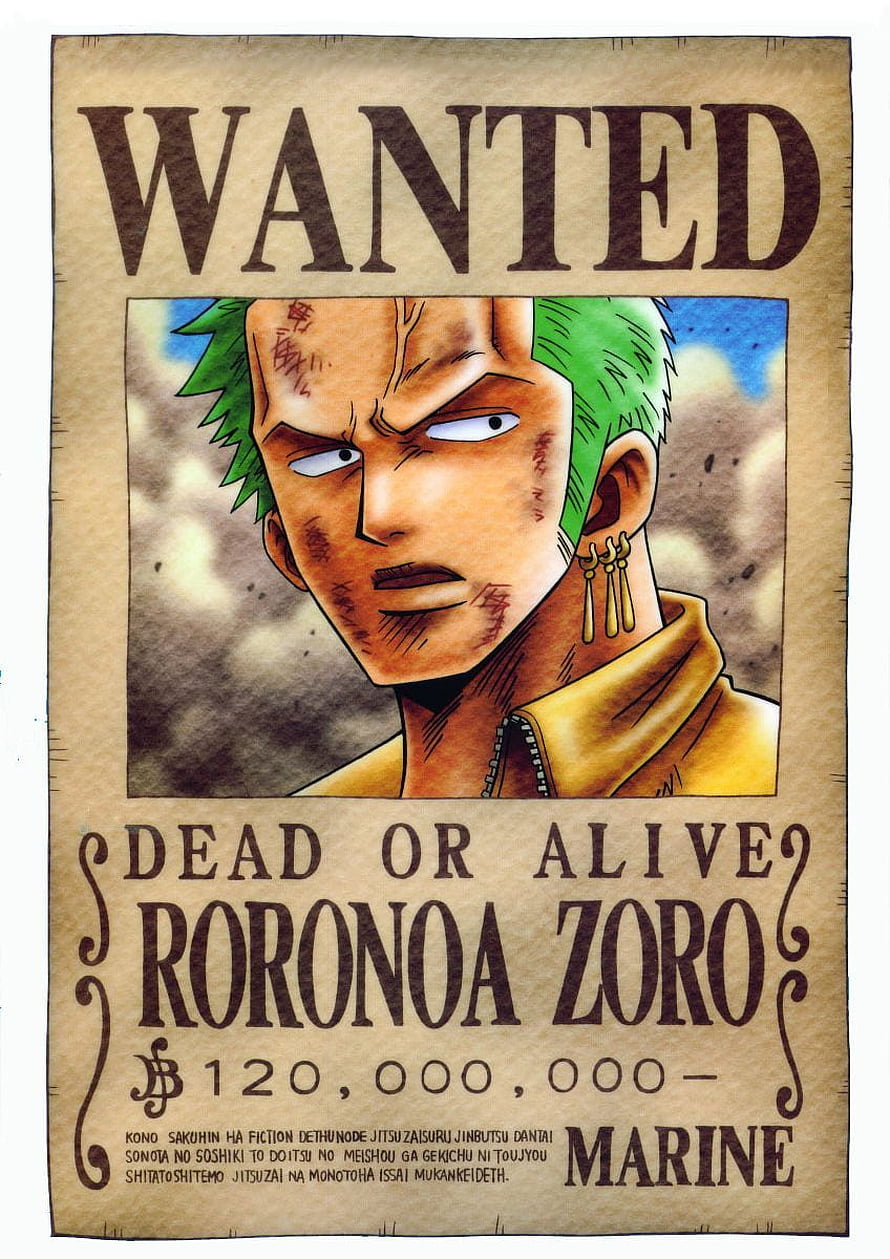 Roronoa Zoro Wanted Poster One Piece Anime Character Illustration HD phone wallpaper