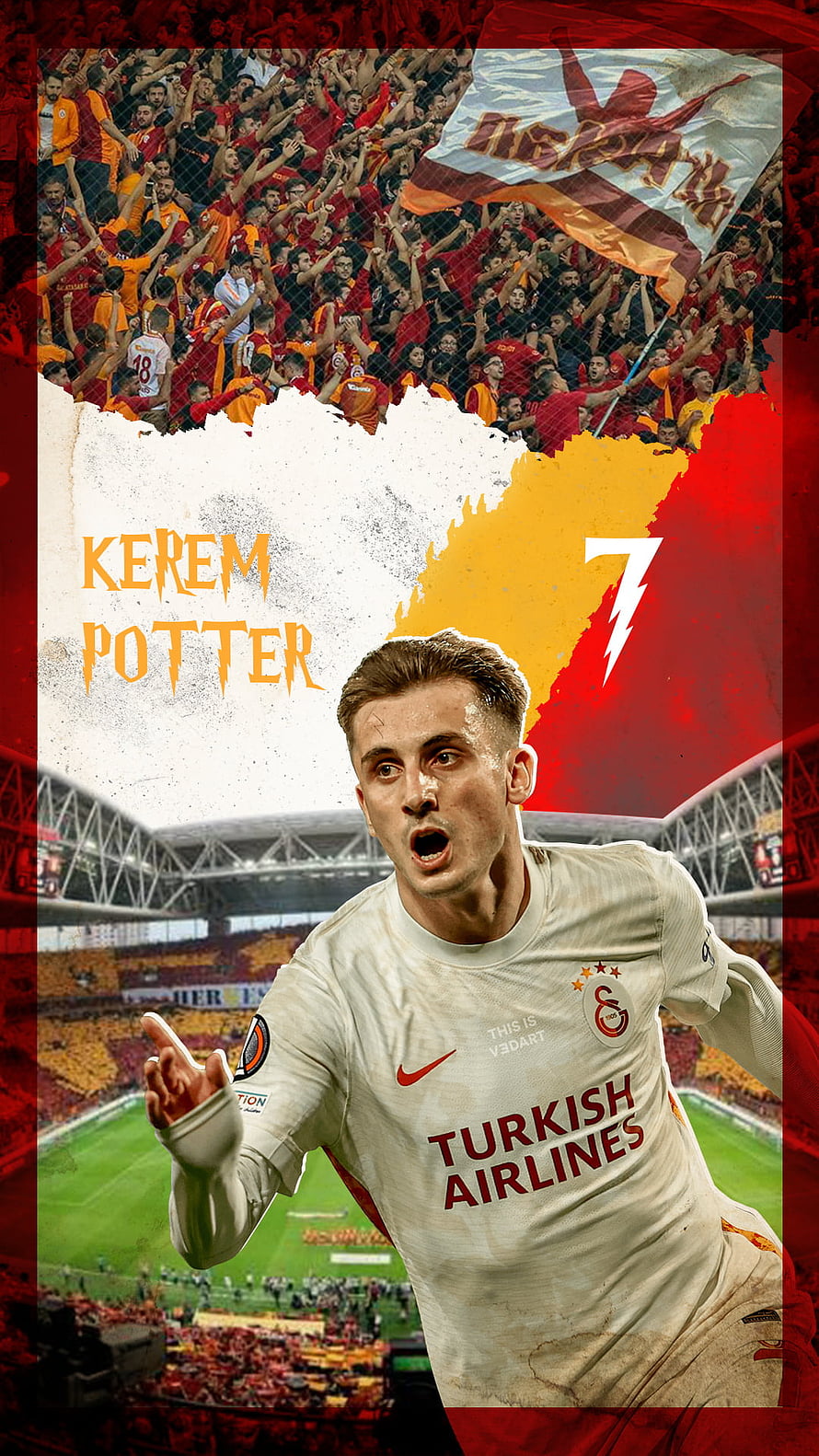 Kerem Aktürkoğlu Galatasaray Number 7 Turkish Airlines Kit Stadium Celebration HD phone wallpaper