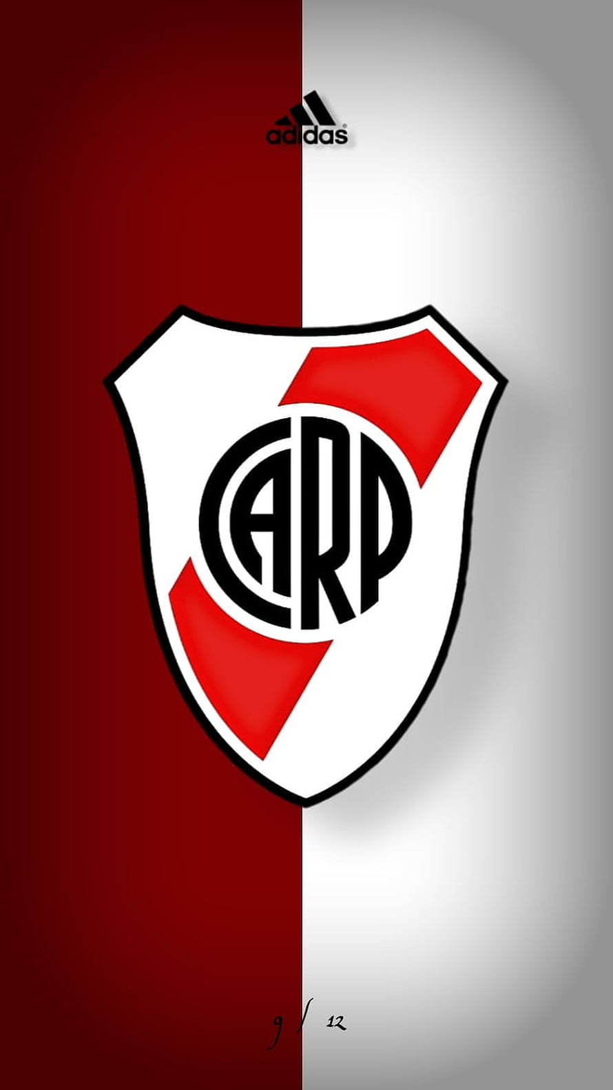 River Plate Club Crest on Red and White Split Background with Adidas Logo HD phone wallpaper