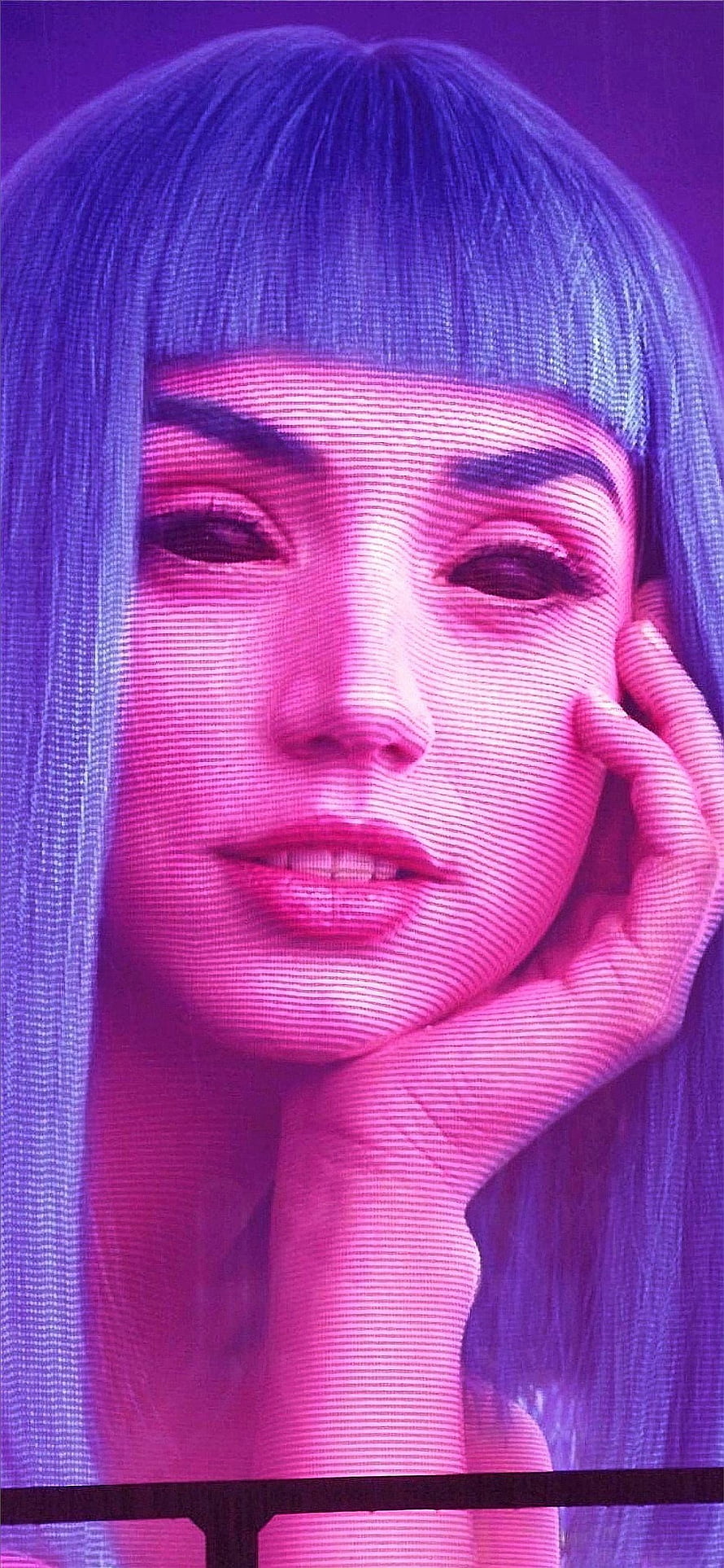 Neon Pink and Purple Digital Woman Portrait with Scanlines, Best Blade runner 2049 , Blade HD phone wallpaper