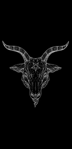 Baphomet Goat Head Illustration With Pentagram Symbol On Black Background HD phone wallpaper