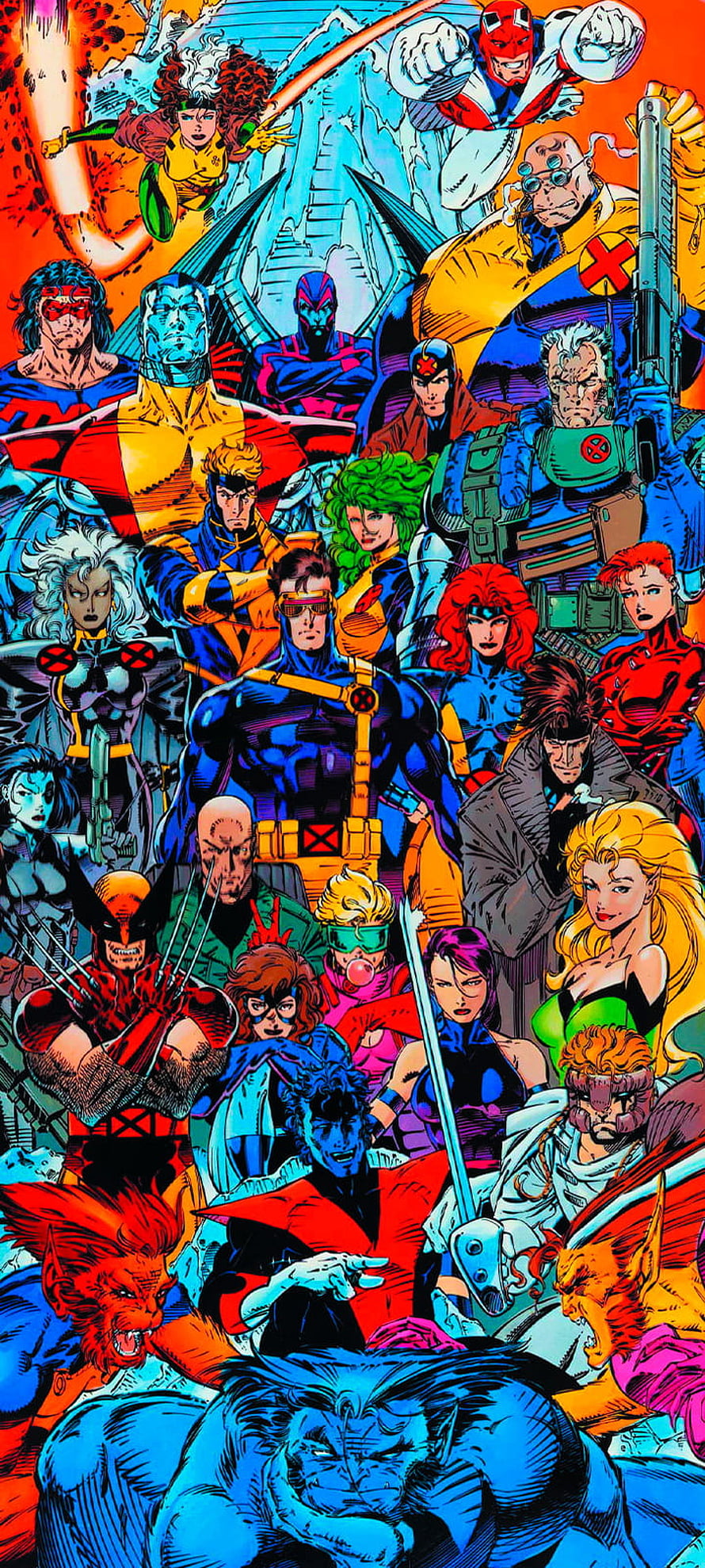 Classic X-Men and X-Force Team-Up Comic Art Featuring Wolverine, Cyclops, and Marvel Mutants HD phone wallpaper