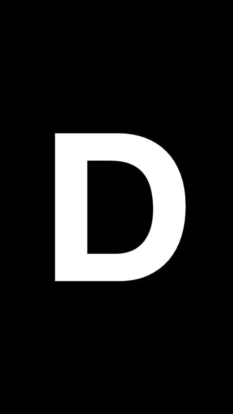 Minimalist Letter D on Black Background, Bold White Typography Design HD phone wallpaper