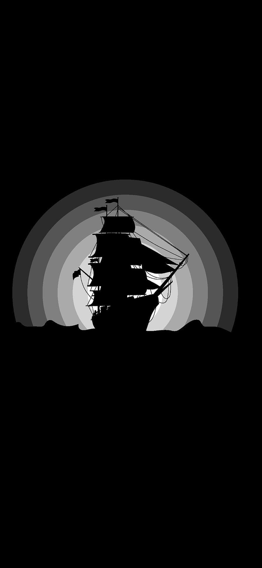 Silhouette of a Tall Ship Sailing on the Ocean with a Gradient Sun Background HD phone wallpaper