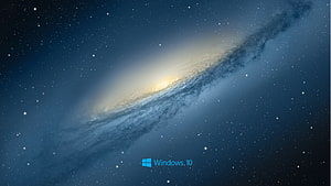 Windows 10 Default Wallpaper Featuring a Spiral Galaxy and Starfield HD wallpaper