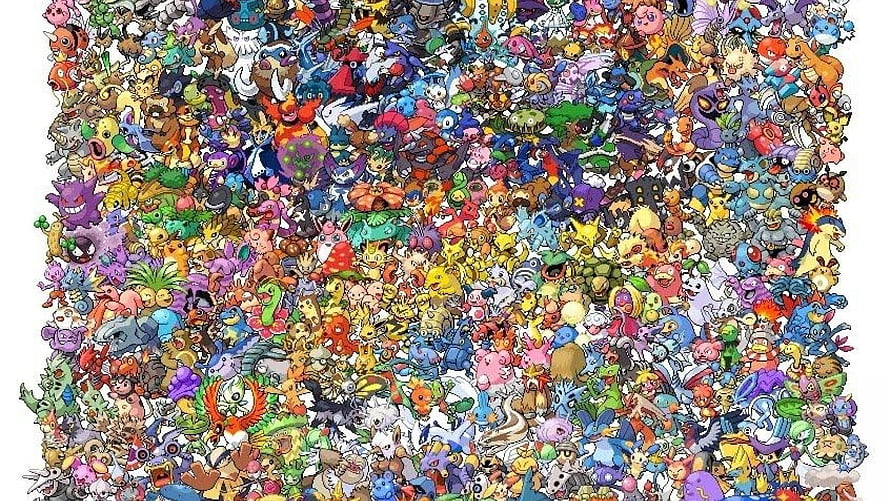 Complete Collection of All Pokemon Species Grouped Together in a Massive Crowd Illustration HD wallpaper